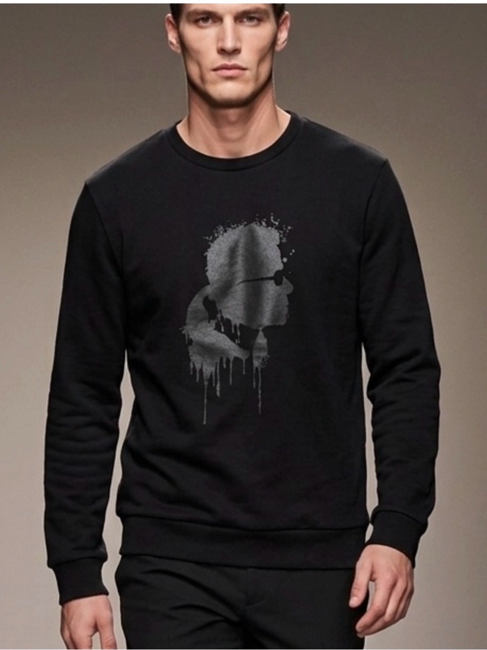 Karl Lagerfeld Paris men crewneck sweatshirt dripping silhouette Slim Fit Large